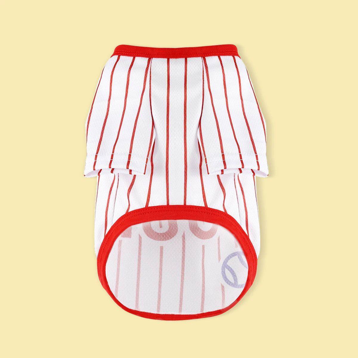 Introducing Our Athletic Striped Dog T-Shirt, Tailored for Large, Medium, and Small Breeds. the Back Showcases 'Baseball 100' Te
